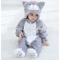 Bébé doux flanelle Barboteuse Cat Onesie pyjamas costumes, vêtements de couchage, serviette à capuchon de bébé